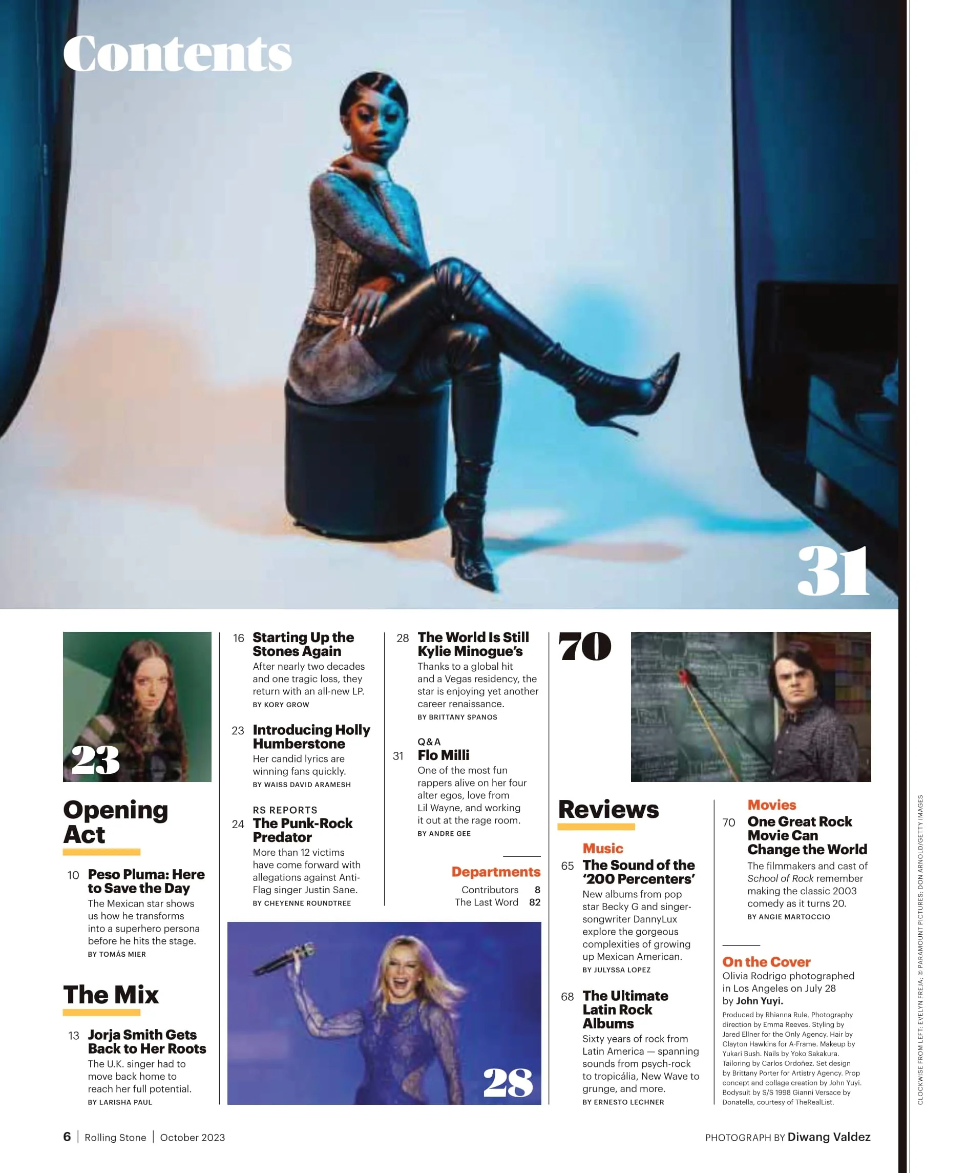 Rolling Stone - October 2023: All Eyes On Olivia Rodrigo, Trans Boxers Step Into The Ring, Kylie Minogue, Flo Milli, Jimmy Butler, Scorsese On Robertson, Julia Fox's Memoir Down The Drain & More! - Image 3